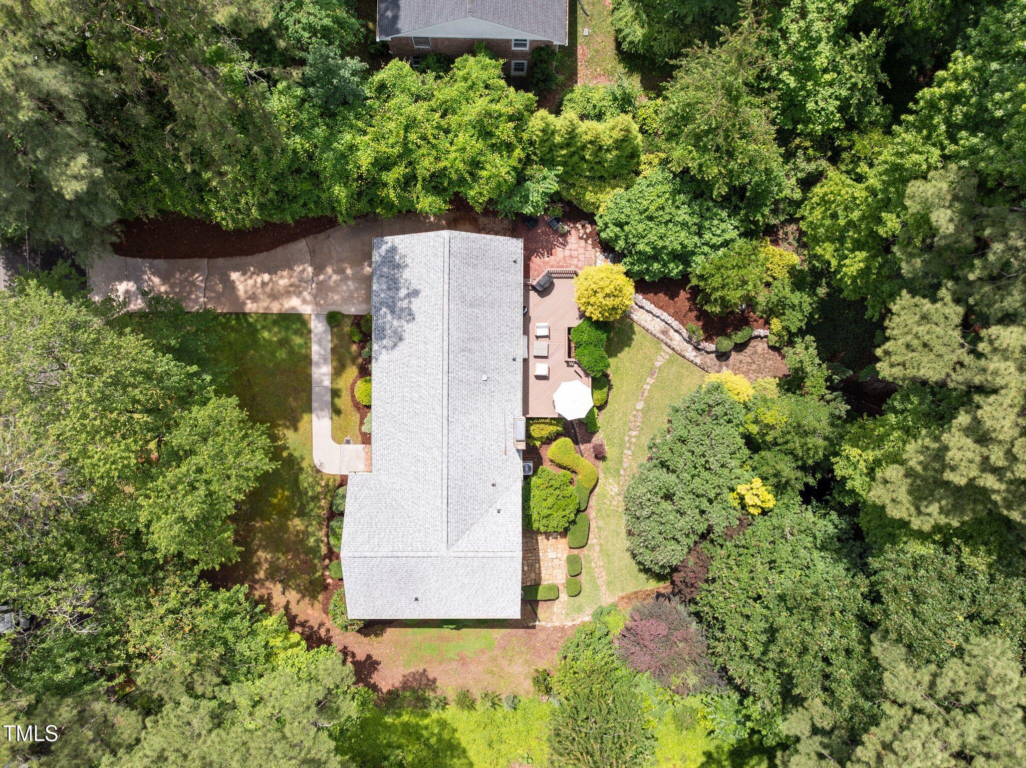 1706 Rangecrest Road Raleigh, NC 27612 - Photo 40 of 43 an aerial view of residential house with outdoor space and trees all around