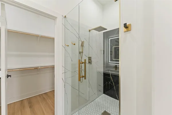 a bathroom with a shower
