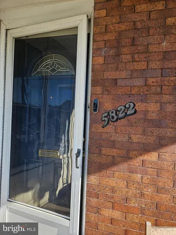 a living room with a door