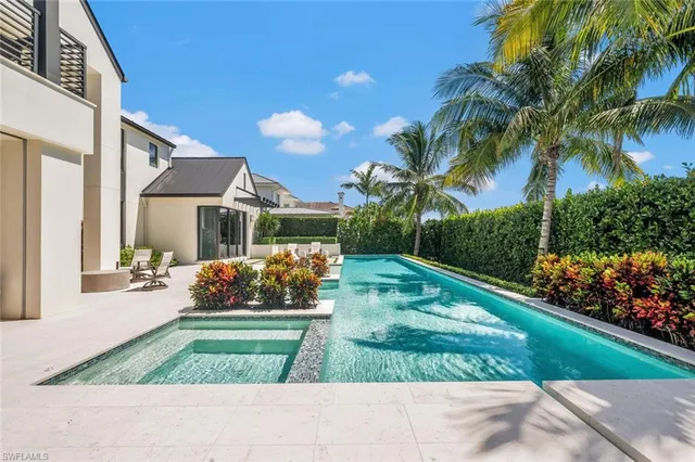 a view of a backyard with potted plants