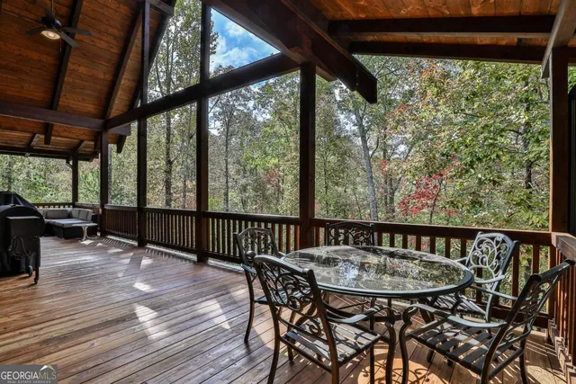 a view of steet with deck