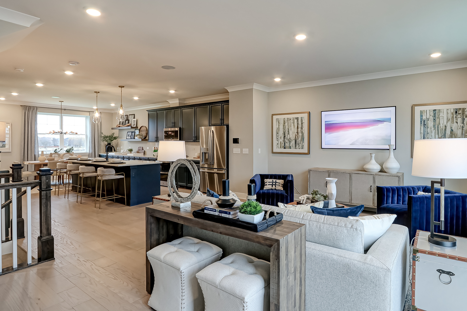 4465 Chelsea Mnr Circle Aurora, IL 60504 - Photo 7 of 30 a living room with stainless steel appliances kitchen island granite countertop furniture and a view of kitchen