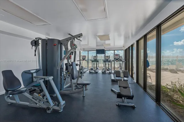 a view of a room with gym equipment