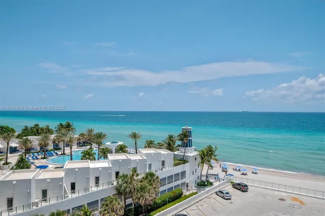 a view of a city and ocean view