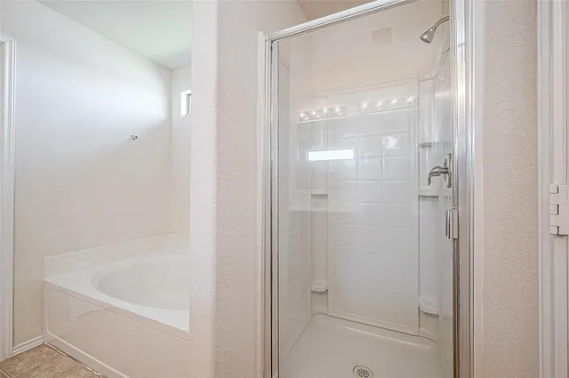 a bathroom with a bathtub