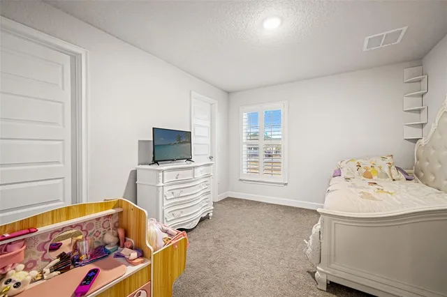 a bedroom with a bed and flat screen tv