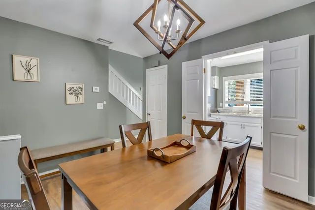 a workspace with furniture and window