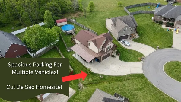 an aerial view of a house