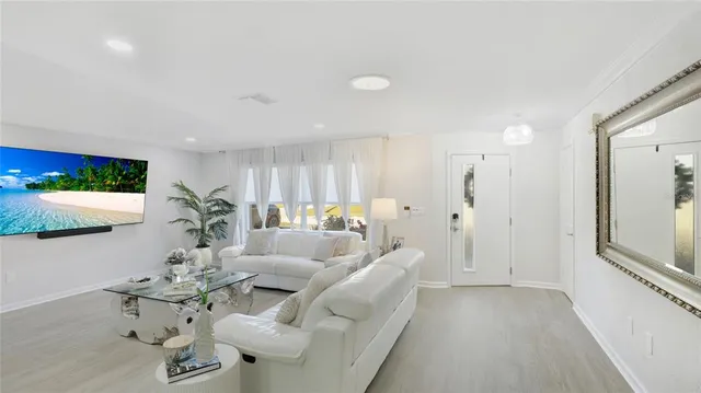 a living room with furniture