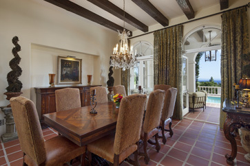 750 Riven Rock Road Montecito, CA 93108 - Photo 12 of 15 a view of a dining room with furniture and a chandelier