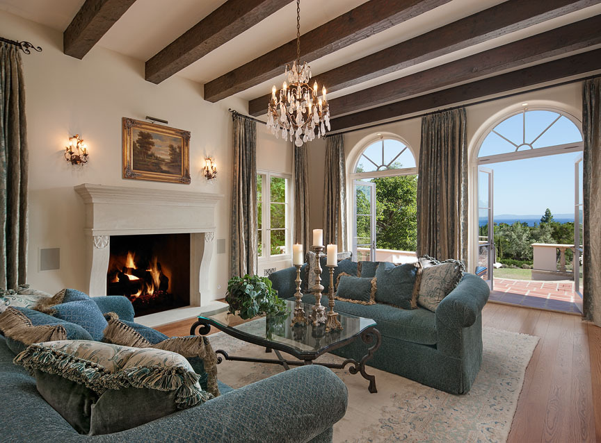 750 Riven Rock Road Montecito, CA 93108 - Photo 8 of 15 a living room with furniture and a fireplace