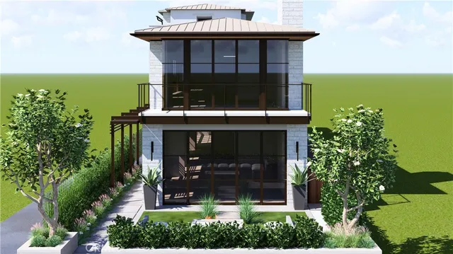 front view of a house with a small yard