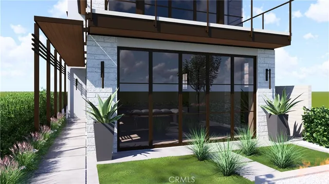 a potted plants in front of a house