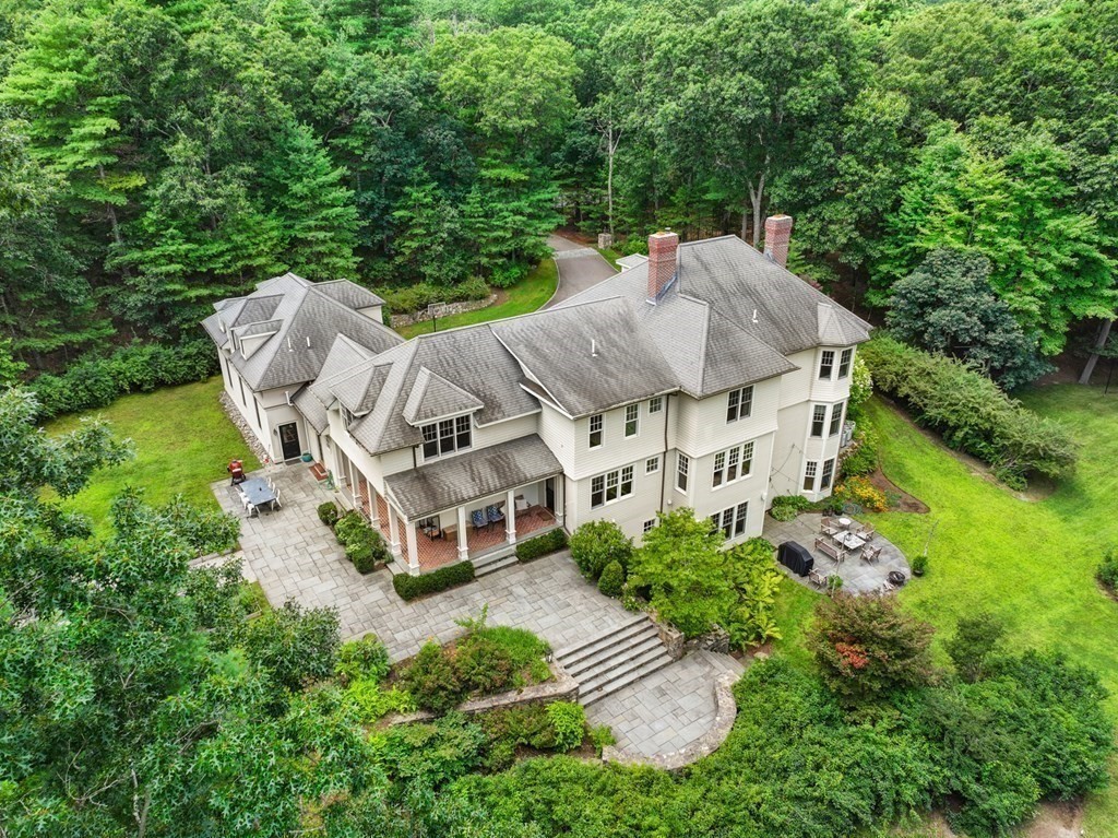 111 Lake Street Sherborn, MA 01770 - Photo 39 of 41 an aerial view of a house with garden space and trees