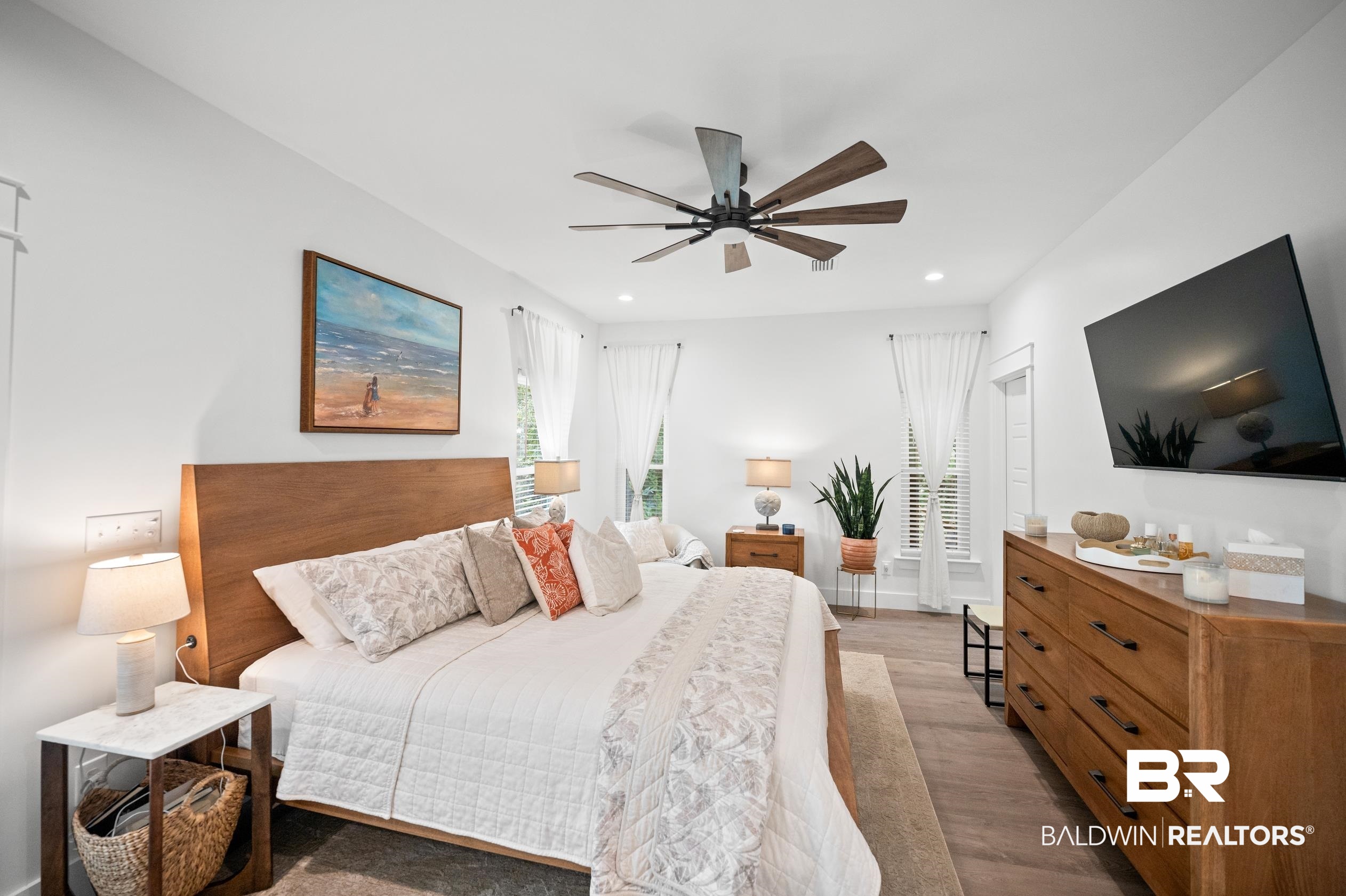 5501 Mobile Avenue Orange Beach, AL 36561 - Photo 11 of 40 Bedroom with wood finished floors, recessed lighting, and ceiling fan