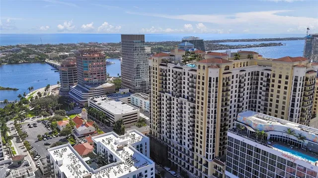 an aerial view of a city