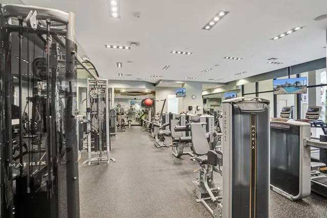 a view of a room with gym equipment