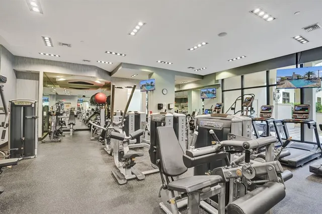 a view of a room with gym equipment