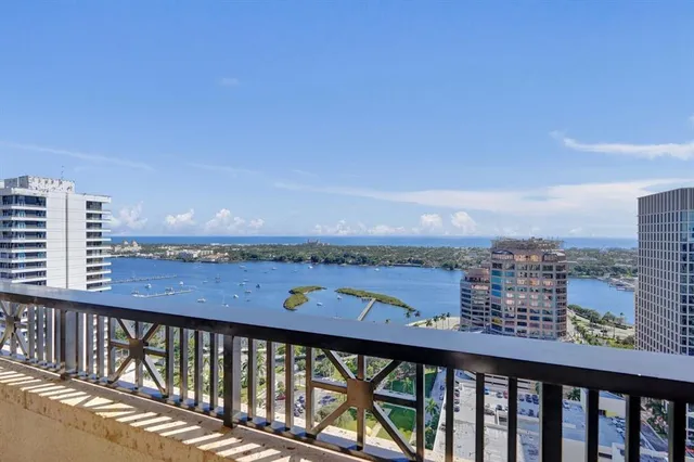 a view of city from a balcony