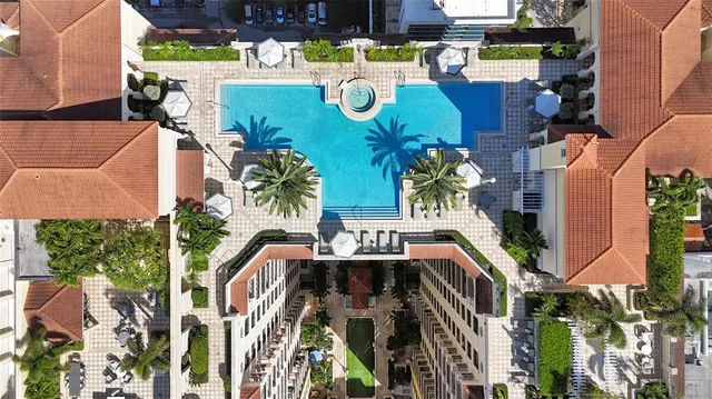 an aerial view of houses and roads