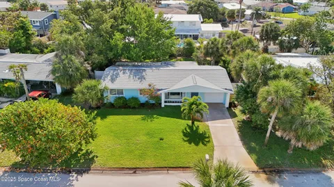 an aerial view of a house