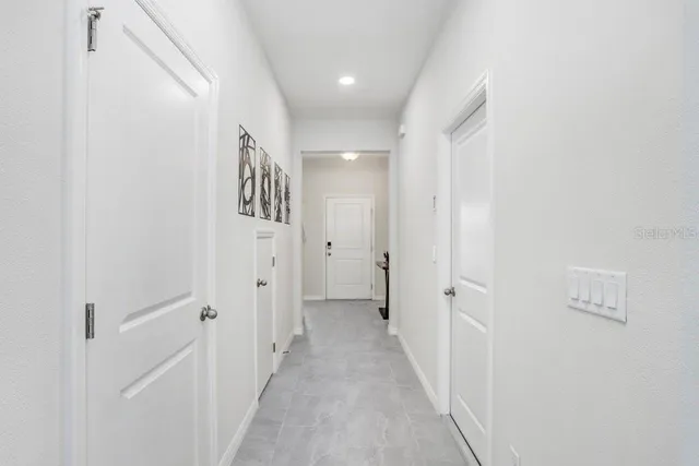 a view of a hallway with a elevator