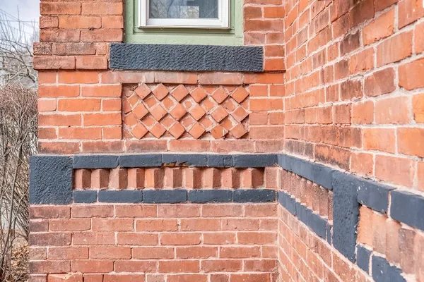 a view of a brick building