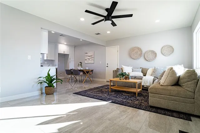 a living room with furniture