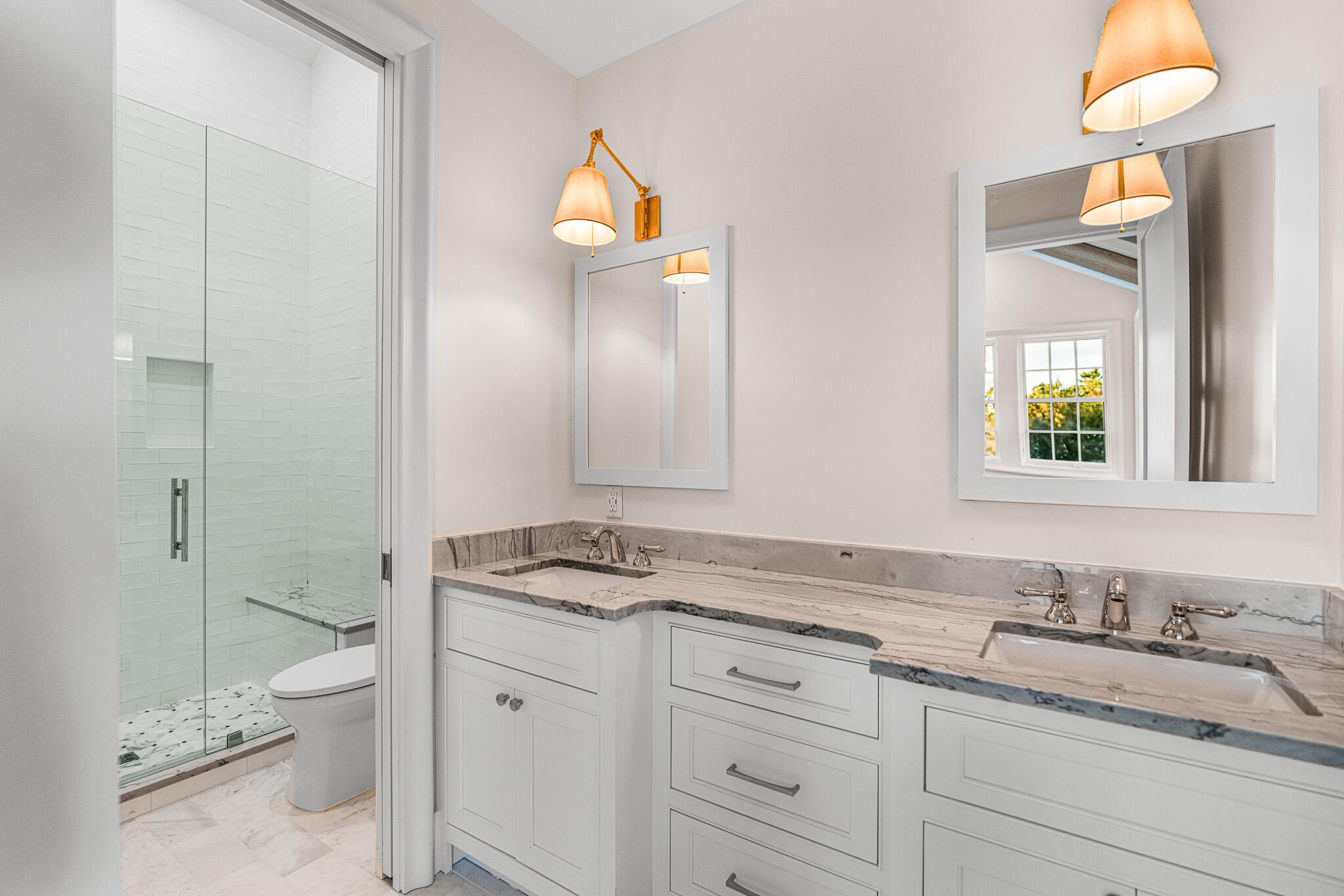 80 Shore Bridge Cir Inlet Beach Inlet Beach, FL 32461 - Photo 33 of 46 a bathroom with a granite countertop sink a toilet and a mirror