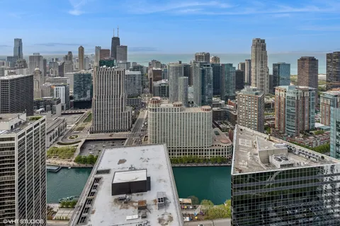 a view of a city with tall buildings