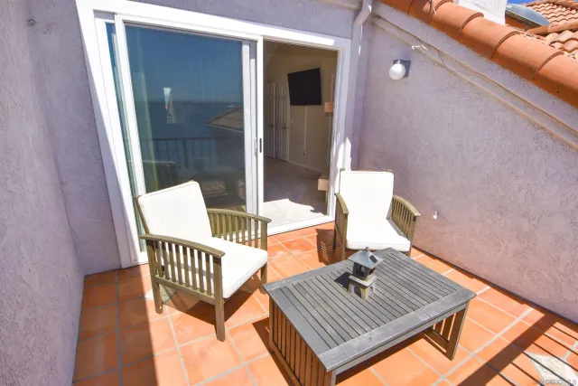 a view of ocean from a balcony