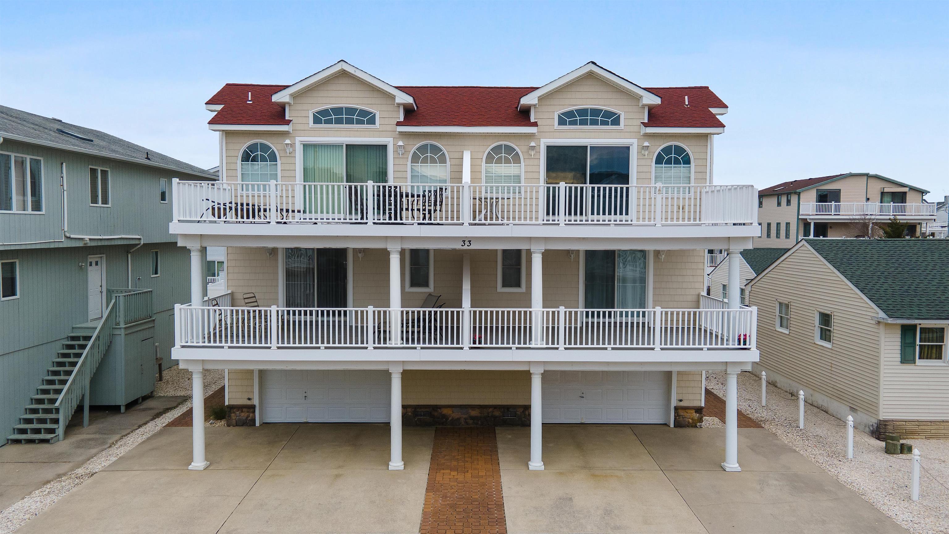 a front view of a house with a balcony