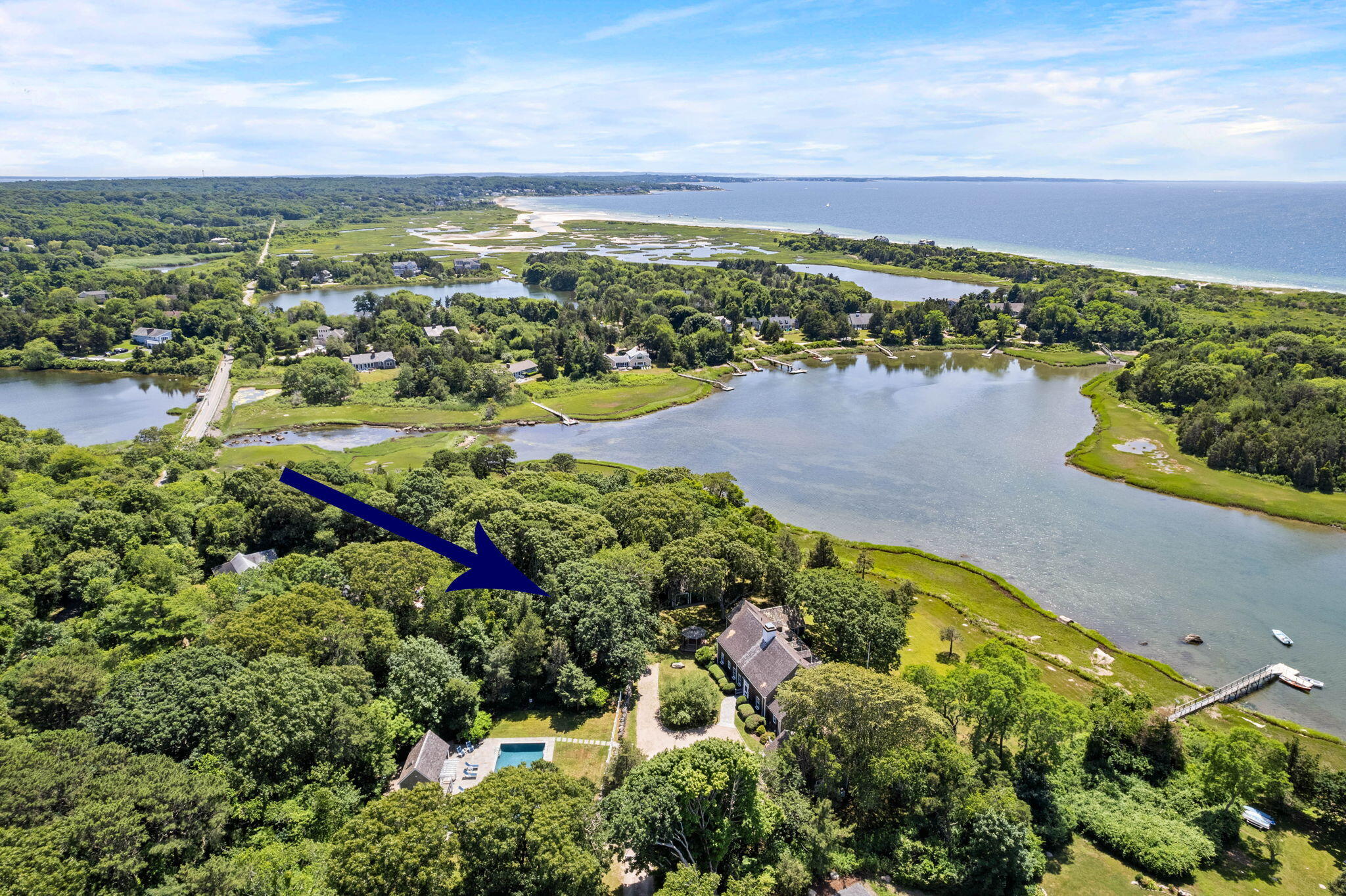 32 Chapoquoit Road Falmouth, MA 02540 - Photo 4 of 50 Aerial - property to Black Beach