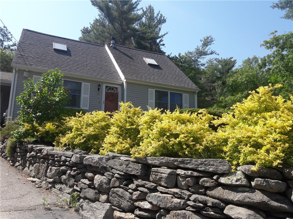 Sunny stone wall and plantings