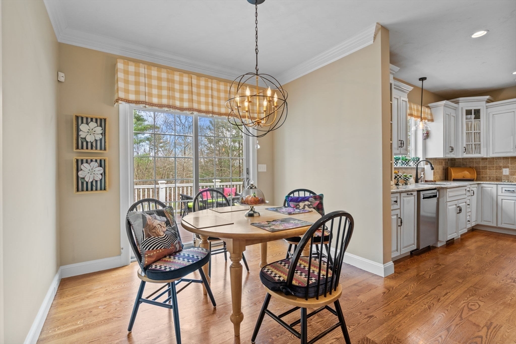 17 Applegate Road Medway, MA 02053 - Photo 14 of 42 a dining room with furniture a chandelier and wooden floor