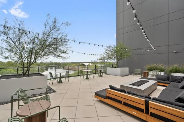 a outdoor space with lots of tables and chairs