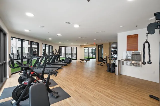 a view of a room with gym equipment