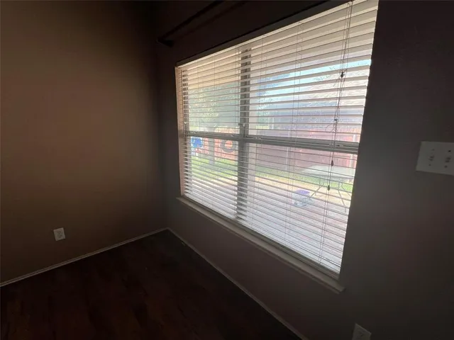 a view of a small space with a window