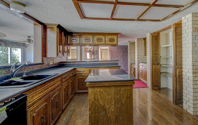 a kitchen with counter top space