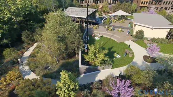 an aerial view of residential house with outdoor space and swimming pool