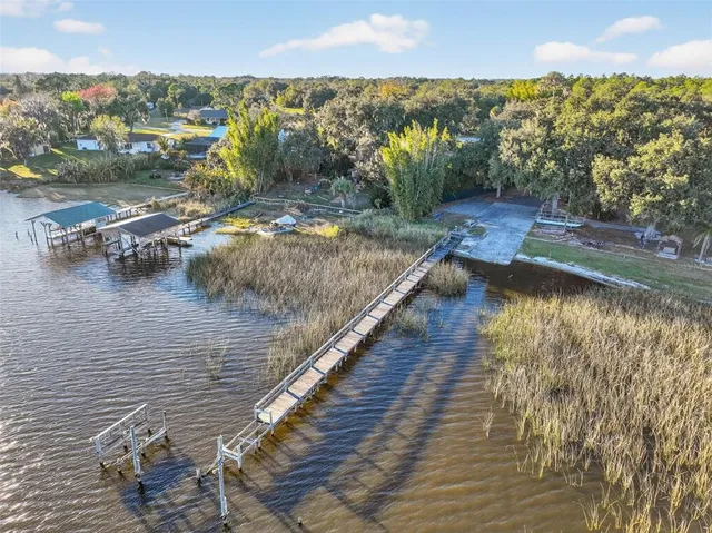 a view of a lake with a mountain view