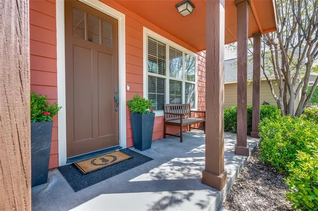 a backyard of a house with seating space