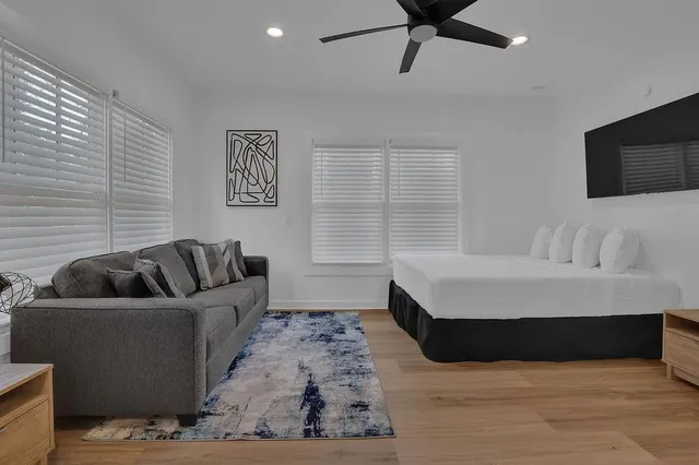 a living room with furniture and a couch