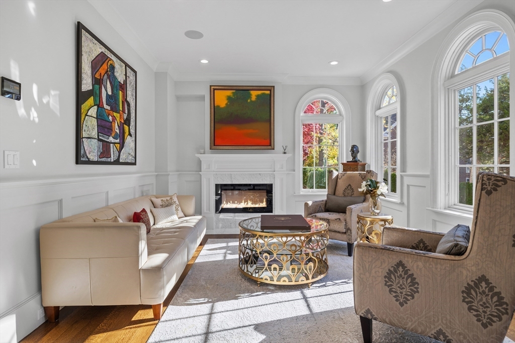 37 Radcliff Road Newton, MA 02468 - Photo 6 of 40 a living room with furniture and a fireplace