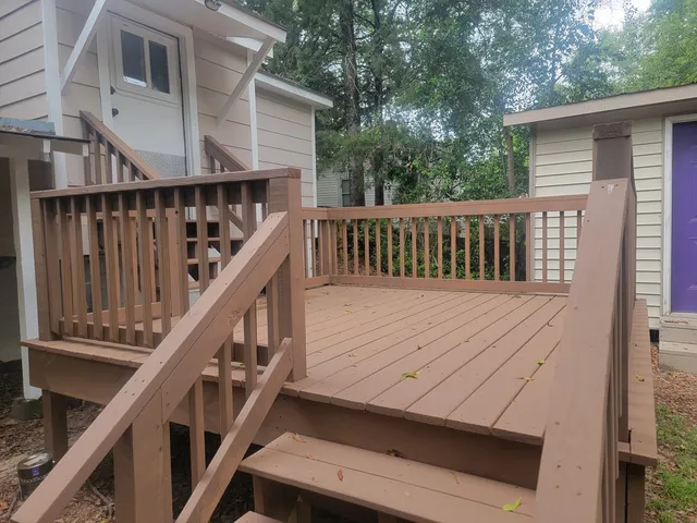 a view of wooden deck