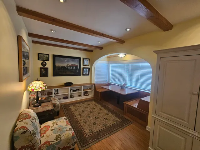 a living room with furniture