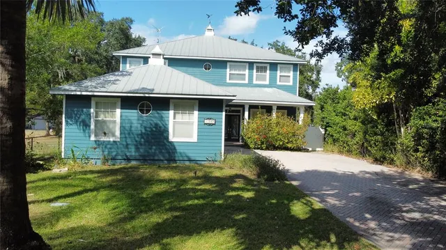 an aerial view of a house