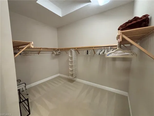 a view of a room with racks on the wall