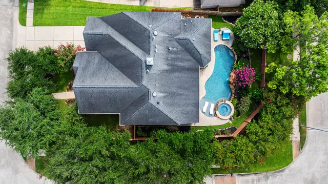 an aerial view of a house