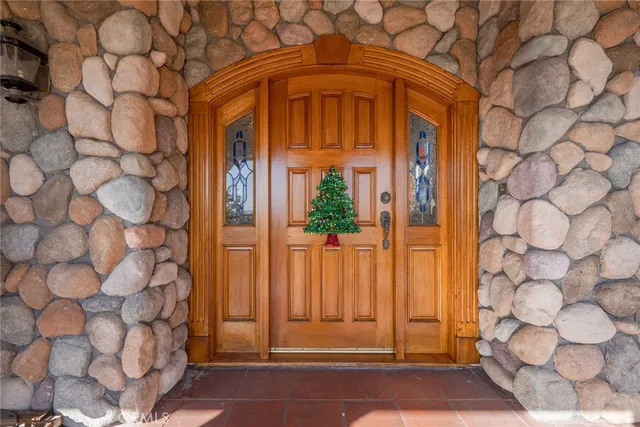 a front view of a house with a door